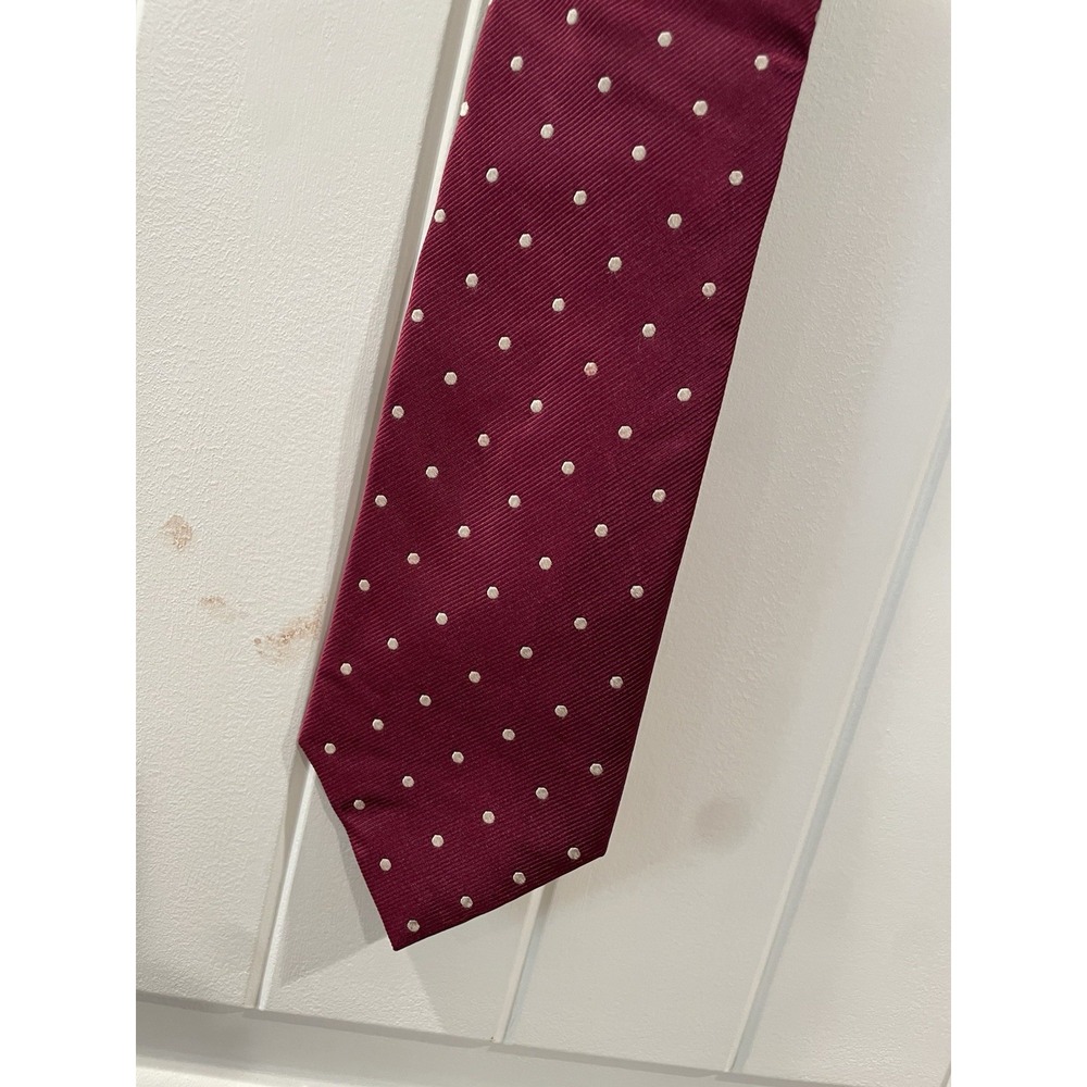 Lands'‎ End Men's Neck Tie Polka Dot 100% Silk Red